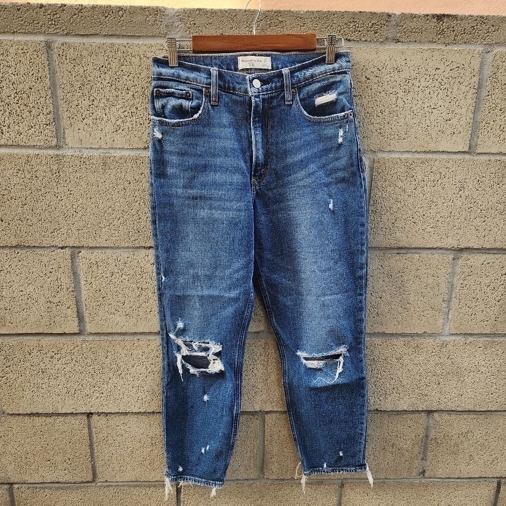 Abercrombie Fitch High Rise Mom Jeans Blue Wash Womens Size 27